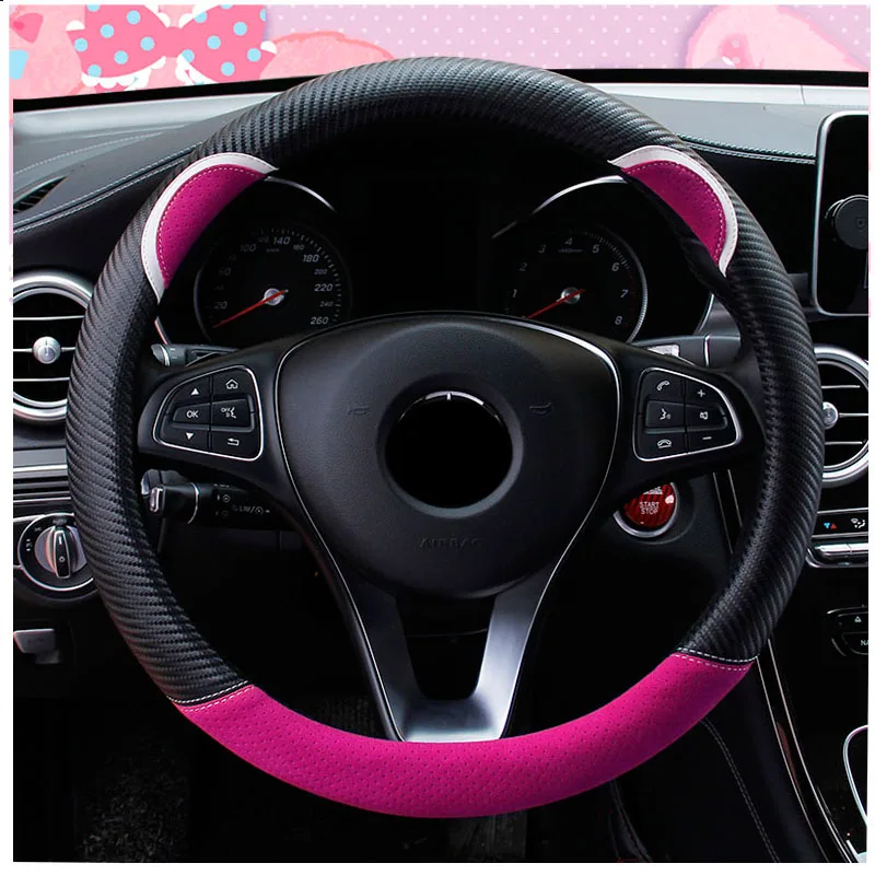 Популярный универсальный женский чехол из углеродного волокна для рулевого колеса автомобиля для Kia Rio 3 Ceed Toyota Corolla 2008 Avensis C-HR RAV4 Mazda 3 6