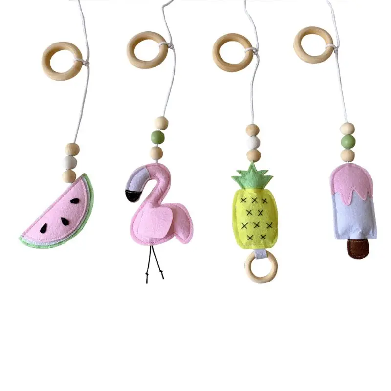 4Pcs/set Solid Wood Fitness Rack Pendant Children Room Decoration Infants Baby Gym Toy Hanging Ornaments 4