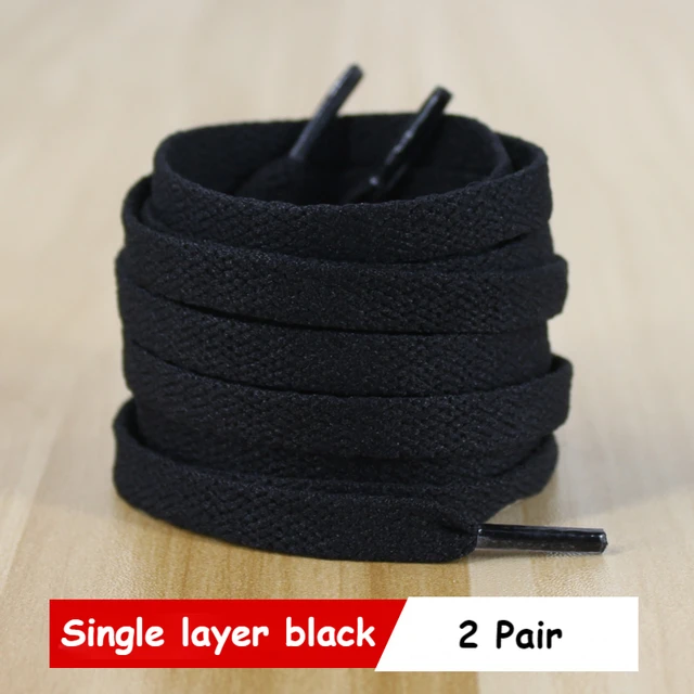 Classic Shoe laces White Black Flat Shoelaces for Sneakers laces Shoe Strings 70/90/100/120/140/160CM High-quality Shoelace 2 pair Single black