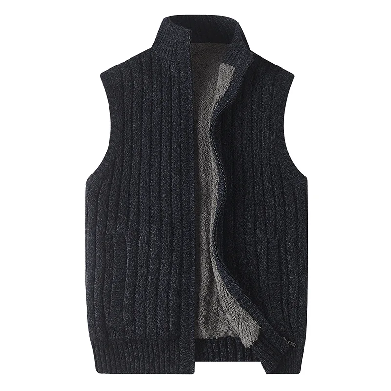 Мужской свитер, повседневный пуловер с круглым вырезом, мужская осенне-зимняя приталенная рубашка без рукавов, мужские свитера, ВЯЗАННЫЙ ПУЛОВЕР для мужчин, плюс Размер 6XL - Цвет: Тёмно-синий