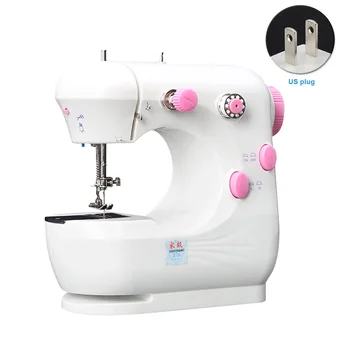 

Electric Sewing Machine Mini Portable Pedal With Light Mending Household Tailor Desktop Speed Adjustment Non Slip Double Threads