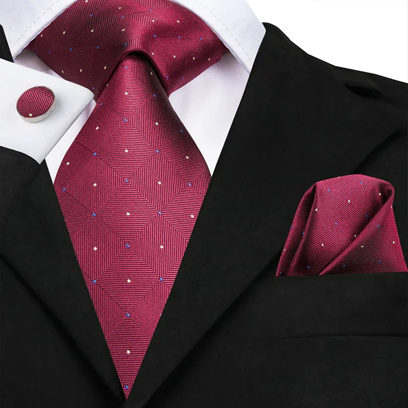 Hi-Tie свадебные галстуки для мужчин, Красный Галстук Пейсли, шелковый галстук, цветочный галстук на шею, карманные квадратные запонки для жениха - Цвет: SN-3172