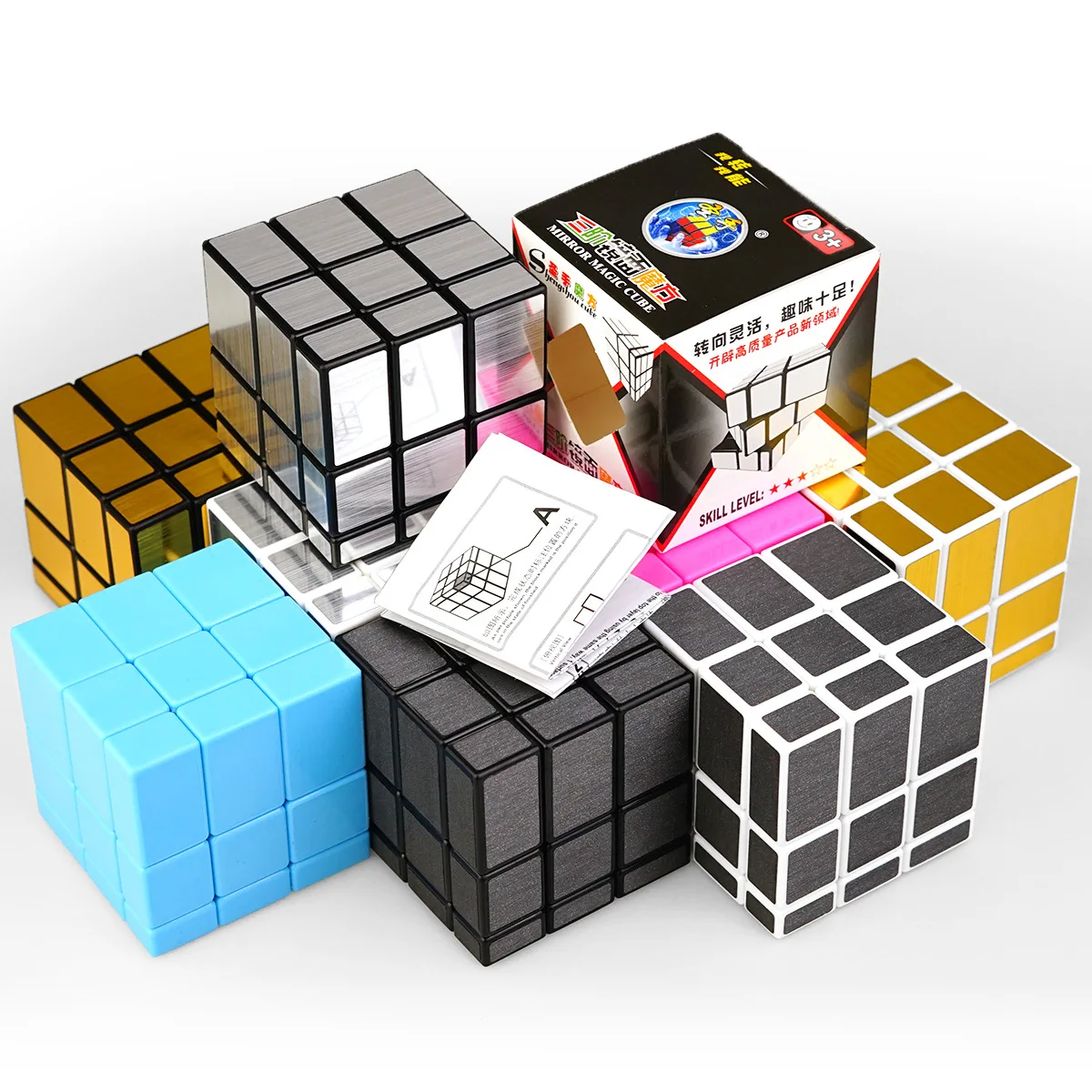 

cubo magico profissional 3x3 speed Magic Cube Metal Brushed Mirror Sticker cubo magico neo Cube antistress Toy kid Children Gift