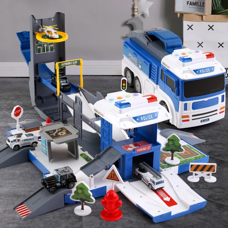 Camion De Pompiers A Conteneur Transformable Parking De Voiture De Chemin De Fer Voitures Jouets Educatifs Pour Enfants Cadeau Pour Bebe Aliexpress Jeux Et Loisirs
