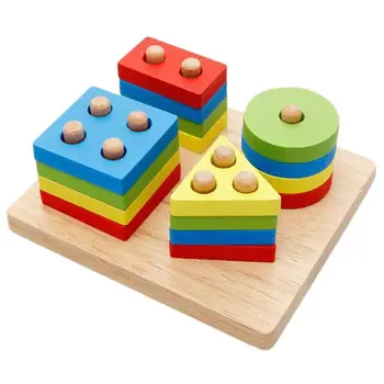 

Educational Toys Puzzle cognitive toys Sorting and stacking forms Wood Toy 16 shapes and 1 square stacking tray
