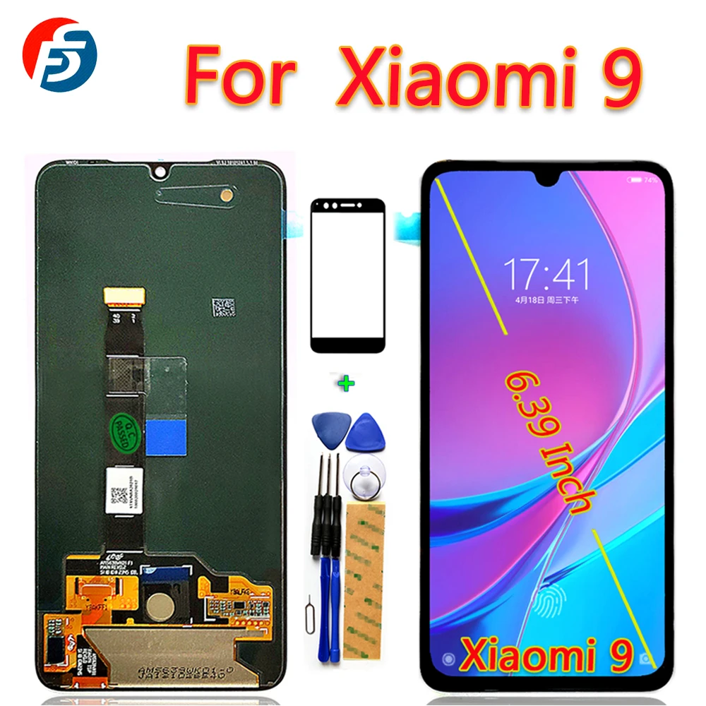 

100% Tested 6.39 inch Touch Screen For Xiaomi Mi 9 LCD Display Digitizer Assembly Xiaomi Mi9 1080*2340 Free Glass film And Tools