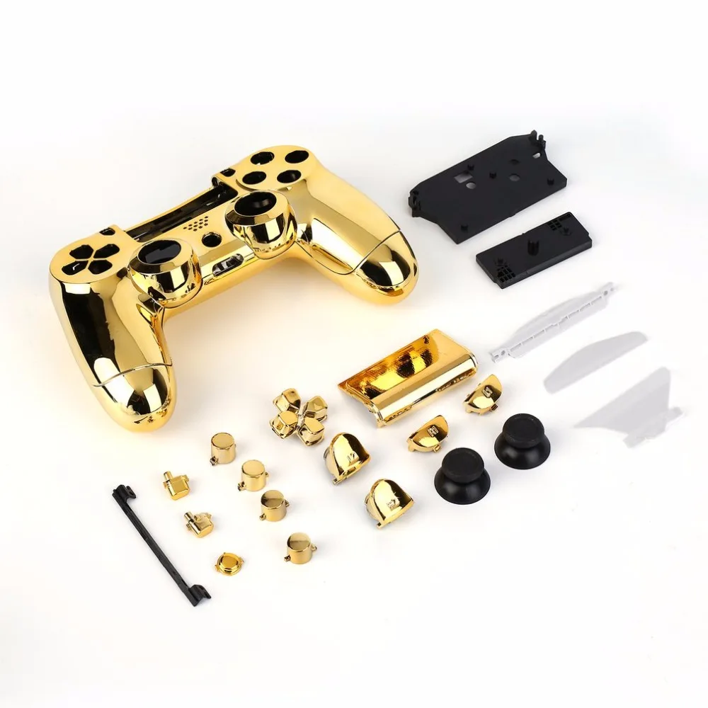 

Full Housing Shell Case Skin Cover Button Set with Full Buttons Mod Kit Replacement For Playstation 4 PS4 Controller Gold