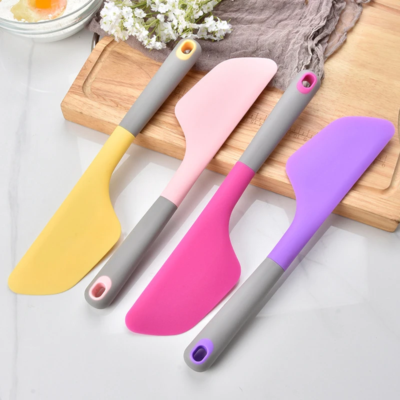 Extra long outlet handle silicone spatula