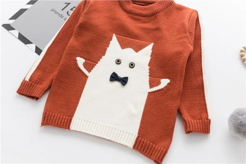 Коллекция года, милые детские свитера для маленьких девочек и мальчиков, мультяшный джемпер с длинными рукавами, вязаный пуловер мягкий теплый свитер из Джерси для детей возрастом от 1 года до 4 лет