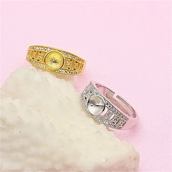 

Ring Mount Pearl Accessories Adjustable Size 925 Silver Plated Ring Jewelry DIY No Pearl Free Shipping