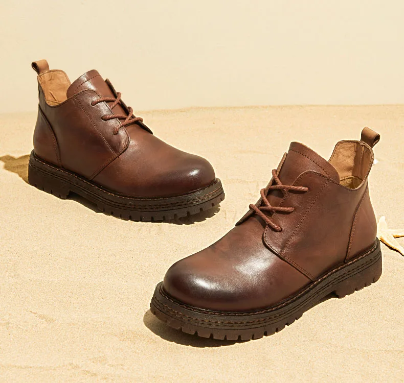 DRKANOL/женские ботинки ручной работы из натуральной кожи на плоской подошве; сезон осень-зима; теплые водонепроницаемые ботильоны для женщин на платформе; повседневные ботинки