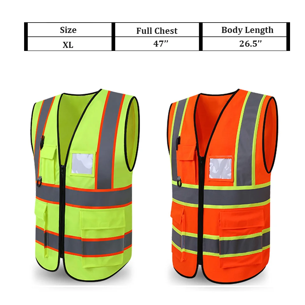 High Vis Safety Vest Fluorescent Yellow Gilet Construction Traffic Worker Workwear Printing for Over 5 Pieces