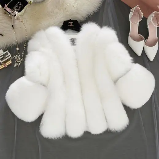 Manteau femme hiver, Женское зимнее пальто из искусственного лисьего меха, из искусственной норки, короткое пальто в стиле пэчворк, теплая тонкая женская куртка, парка, WR748