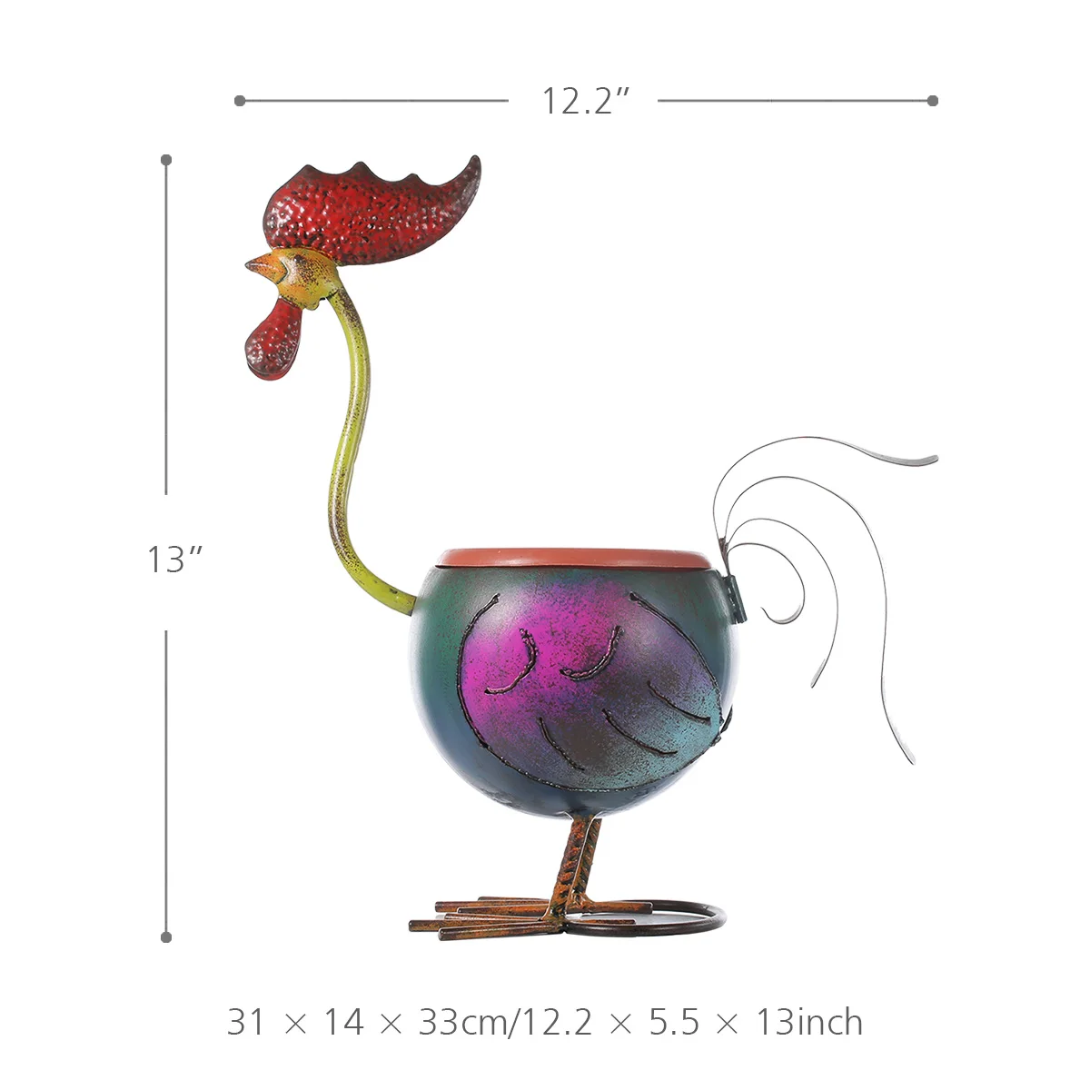 

Rooster Flower Pot Garden Fower Pots Plastic Decoration Gift plant in pot Home Decoration Mini Pot Metal Multicolor
