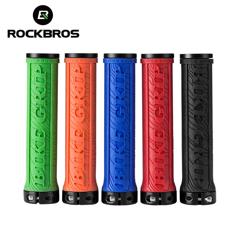 ROCKBROS Soft 3D Anti-skid Lock On Handle Bar Cycling Parts Bike Accessories TPR Rubber Bike Grips Bicycle Handlebar Mtb Grips