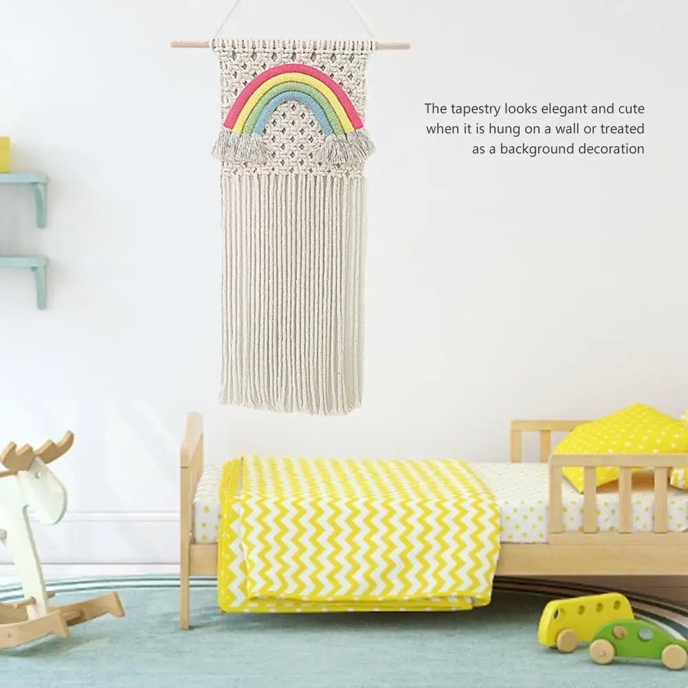 Macrame Woven Wall Hanging Boho Chic Bohemian RoomRainbow Tapestry Art Beautiful Apartment Dorm Room Wall Decoration