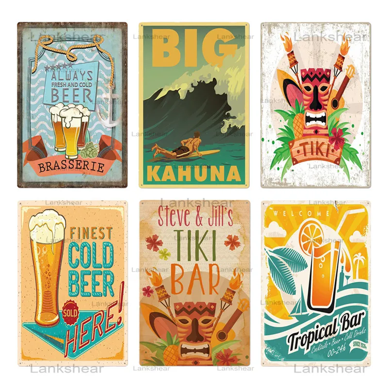 Tiki Bar Wall Decor Metal Sign Plaque Metal Summer Tiki Sign Metal