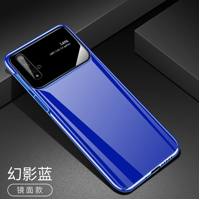 Для huawei honor 20 Pro Чехол роскошные, жесткие, ПК+ Закаленное стекло Защитная задняя крышка чехол для huawei honor 20 honor 20 чехол для телефона - Цвет: blue