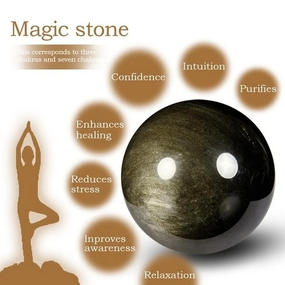 200g Natural Gold Obsidian Gemstone Metaphysical Sphere Ball Aura Balancing High &amp Fine Polished for Better Wrk (Black Obsidian) | Дом и