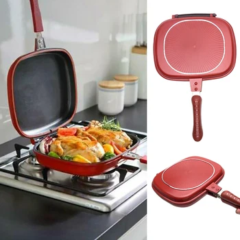 

Non-stick Professional Omelette Square Baking Steak Double Sided Trays Cookware Home Kitchen Breakfast Pancake Pot Frying Pan