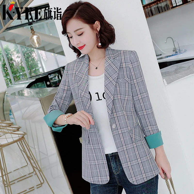 

Small Suit WOMEN'S Coat Spring And Autumn 2019 New Style Retro Plaid British Style CHIC Online Celebrity Pattern Blazer