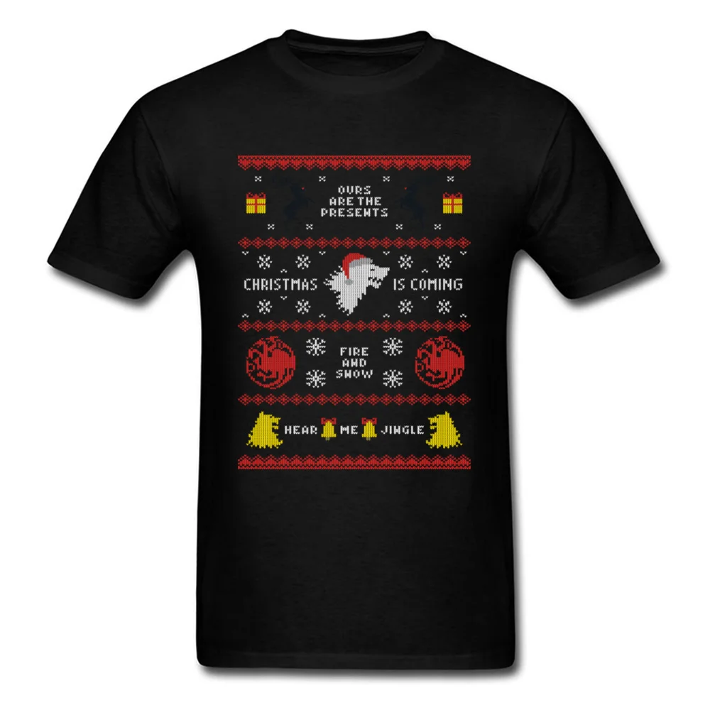 

Game of Thrones T Shirt Men Ugly Christmas Sweater Is Coming Graphic T-shirt 100% Cotton Fabric Family Christmas Gift T Shirt