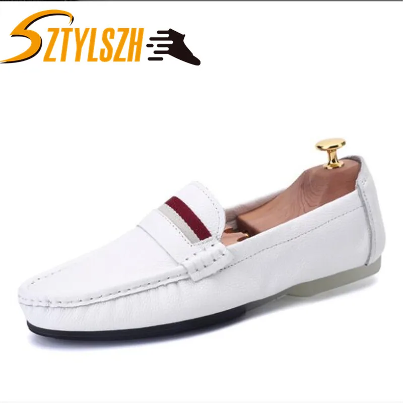 

New Arrival Split Leather Men Casual Shoes Fashion Top Quality Driving Moccasins Slip On Loafers Men Flat Shoes Big Size 38-44
