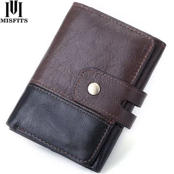

Trifold Wallet Large Capacity Casual Business Genuine Leather Wallet Male Short Clutch Bag men For Gift Card Holder Coin Purse