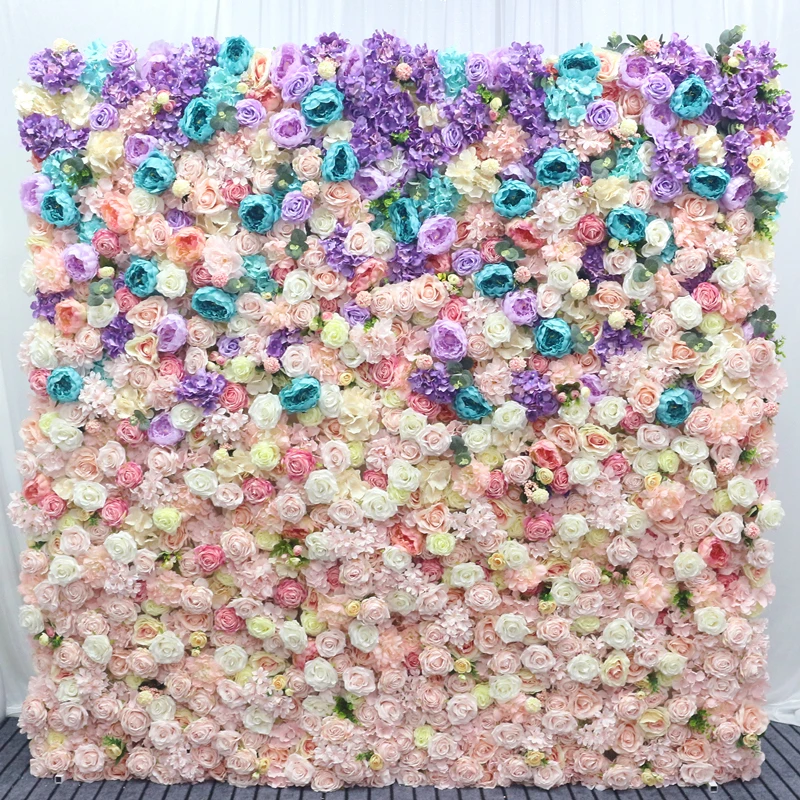 JAROWN 2M by 2M Gradient Colorful Artificial Fake Flower Wall Wedding Background Decoration Large Event Ornament Home Decor Flores (5)