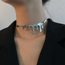 

CARLIDANA 2022 Fashion Punk Water Drop Personalized Snake Chain Necklace Gothic Girls Choker Stainless Steel Jewelry for Women