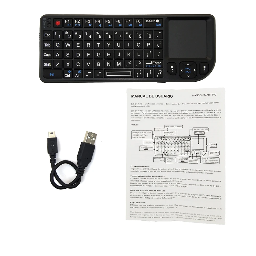 Mini Handheld 2.4g rf Teclado sem Fio com Touchpad Mouse para Computador Portátil Caixa de tv Inteligente Espanhol Russo Inglês a8 em - Imagem 3