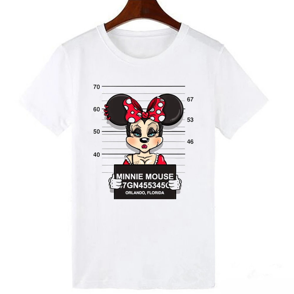 WTQ0187 LUCKYROLL Devil Минни Маус футболки с принтом женские футболки повседневные с круглым вырезом короткий рукав Harajuku крутая футболка Женские топы - Цвет: WTQ0187