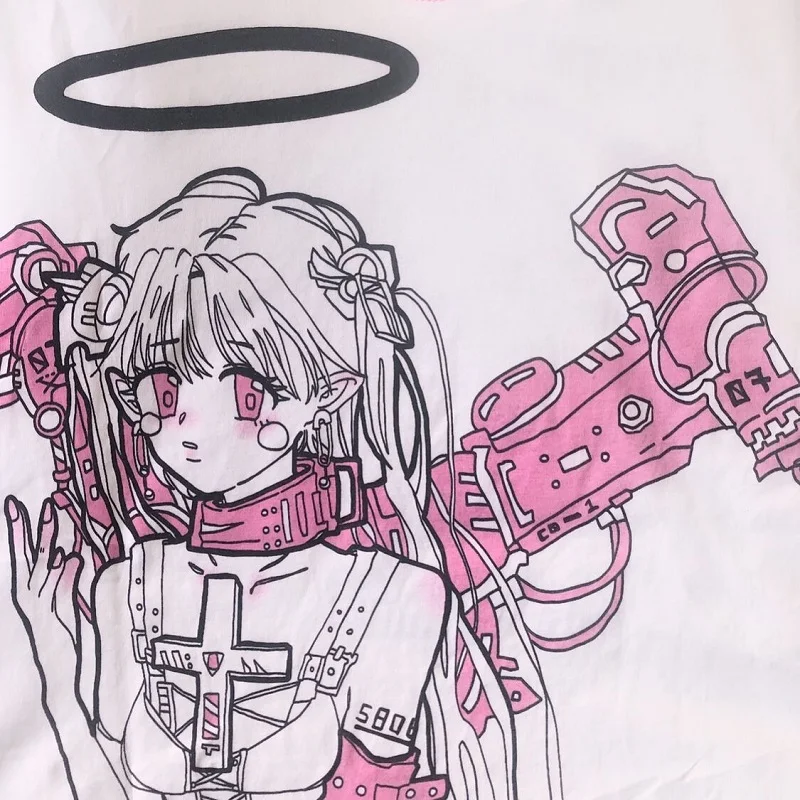 Summer Cool Unisex Short Punk Gothic HipHop Tshirt Harajuku Sleeve T Shirt Anime Print Vintage T-shirt Streetwear Oversize tops