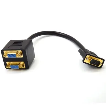 

1 VGA Male to 2 VGA Female Adapter Dual Gold Plated Y Splitter Cable Converter Adapter Cables High Quality.