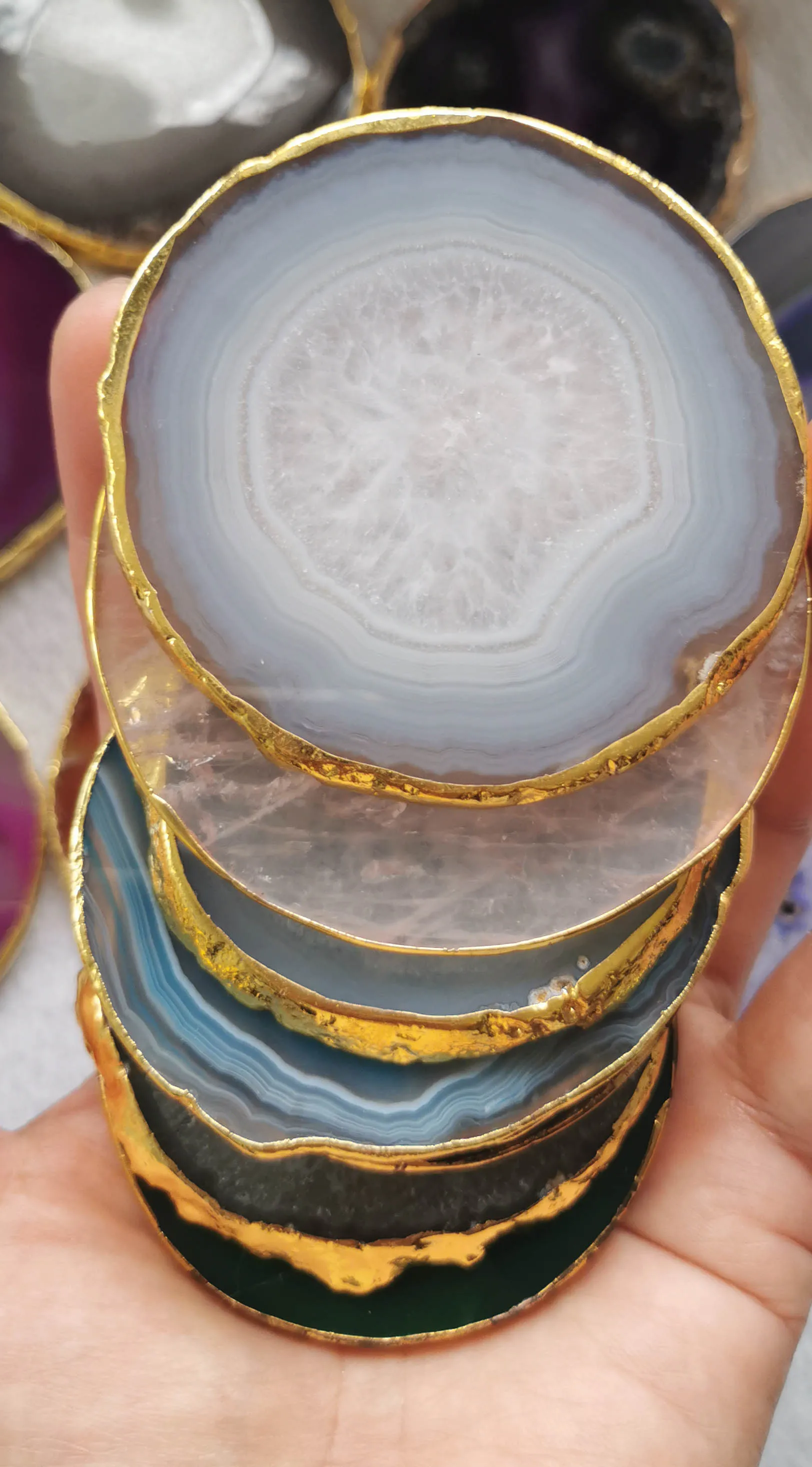 Подставки с кристаллами агата 3 дюймов каменная Роза кварцевые кусочки Geode место