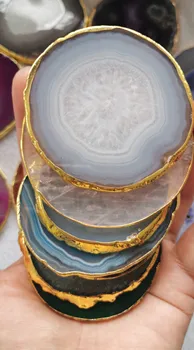 

3inch Rock Crystal Agate Coasters - Rose Quartz Slices Geode Place Cards Craft Phone Sockets Pop Grips phone belt Gem Free Form