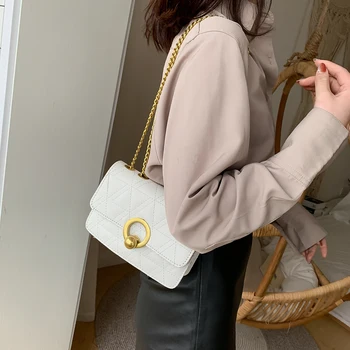 

PU Leather Women Shoulder Messenger Bag Solid Color Chain Small Fashion Crossbody Handbags Ladies for Elegant Shopping