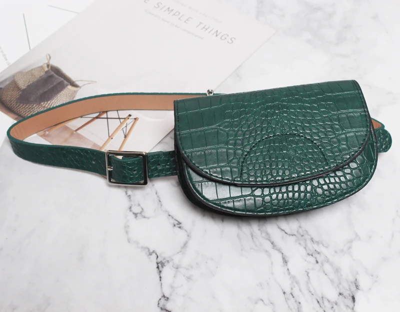 [EAM] мини-сумка с цепочкой из искусственной кожи, с узором, длинный ремень, индивидуальная Женская Новая мода, подходит ко всему, Осень-зима 19A-a290 - Цвет: green