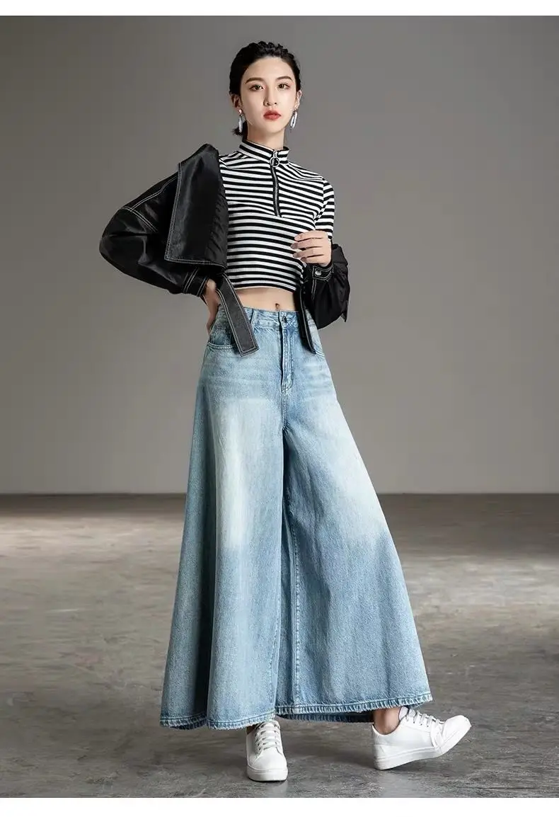 maternity jeans Baggy Jeans High Waist Oversize Pants Clothes Flared Jeans For Large Size Women'S Trousers Denim Trousers Woman Wide Leg Cargo patchwork jeans