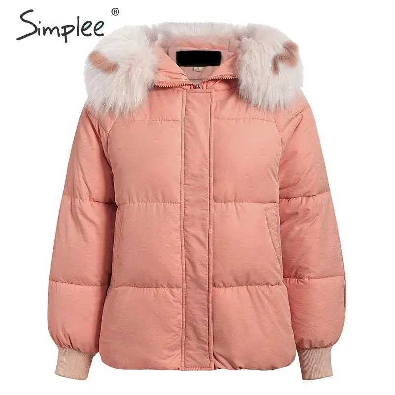 caramel colour Simplee женская верхняя одежда с капюшономс длинным рукавом меховой воротник негабаритн пальто - Цвет: caramel colour