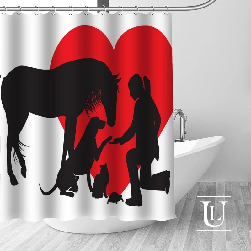 

Custom Animal silhouette Curtain Fabric Modern Shower Curtain bathroom beautiful Curtains Bath decor Polyester Cloth Waterproof