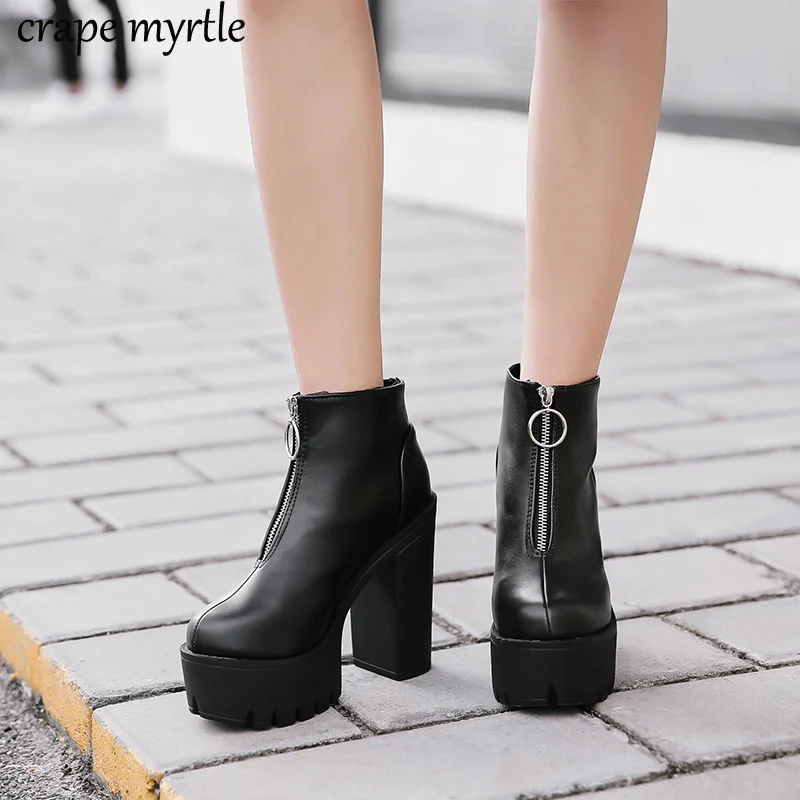 Bottines femme/ботинки на платформе; женская зимняя обувь; ботильоны в стиле панк; Осенняя женская модная обувь; мотоботы; YMA894