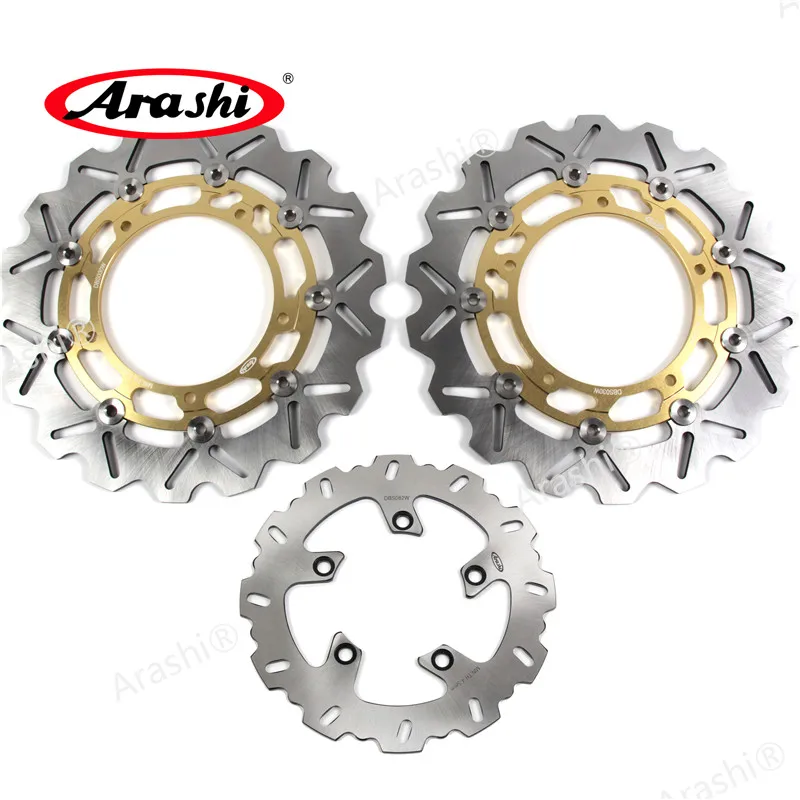 Араши 1 Набор для YAMAHA FZ6 600 2004-2008 ЧПУ плавающие Передние Задние тормозные диски Диски роторы FZ-6 600cc 2004 2005 2006 2007 2008 - Цвет: Gold Front Rear