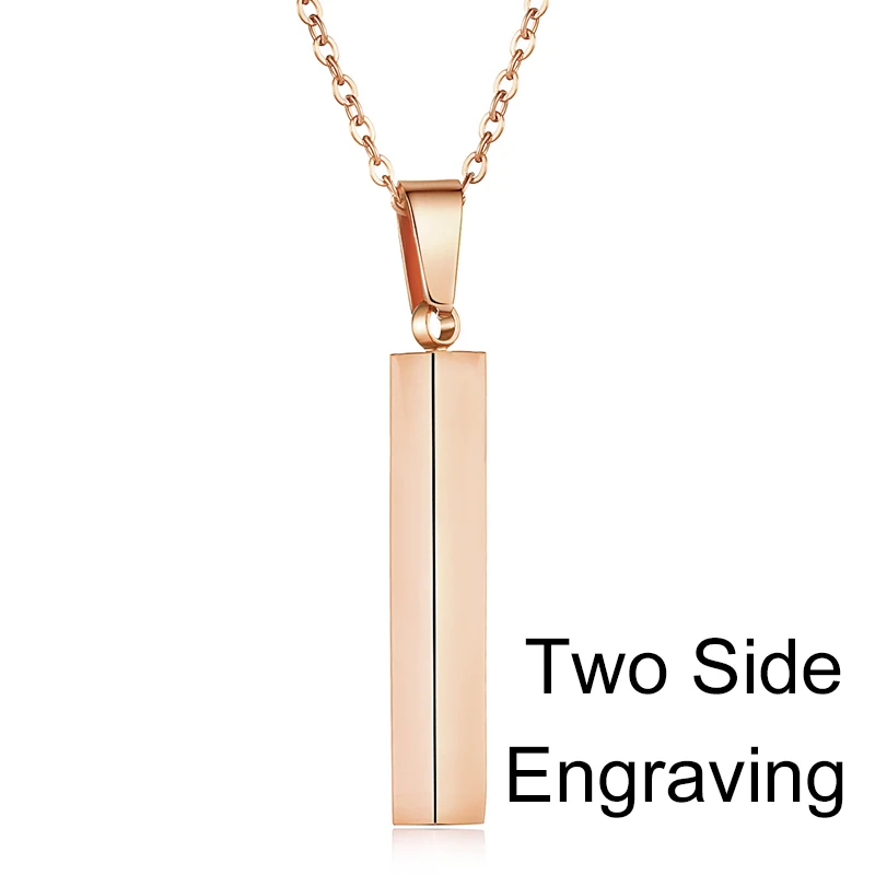 Квадратное ожерелье с надписью на заказ, нержавеющая сталь, розовое золото, серебро, персонализированные ожерелья для мужчин и женщин, ювелирное изделие, подарок - Окраска металла: Rose 2 Side