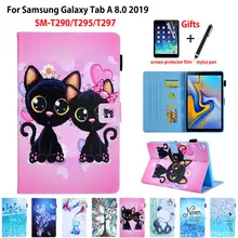 Модный чехол с кошкой для Samsung Galaxy Tab A 8,0 SM-T290 SM-T295 T295 T297 чехол Funda Подставка для планшета чехол+ подарок