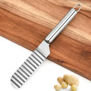

Stainless Steel Potato Chip Slicer Dough Vegetable Wavy Tools Chopper Knife Maker Kitchen Slicer Cutter Potato Fruit Fry Fr A8E6