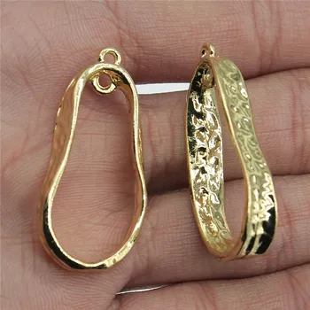 

WYSIWYG 2pcs/lot Geometric Charms Pendant DIY Metal Jewelry Making High Quality KC Gold Color 28x38mm