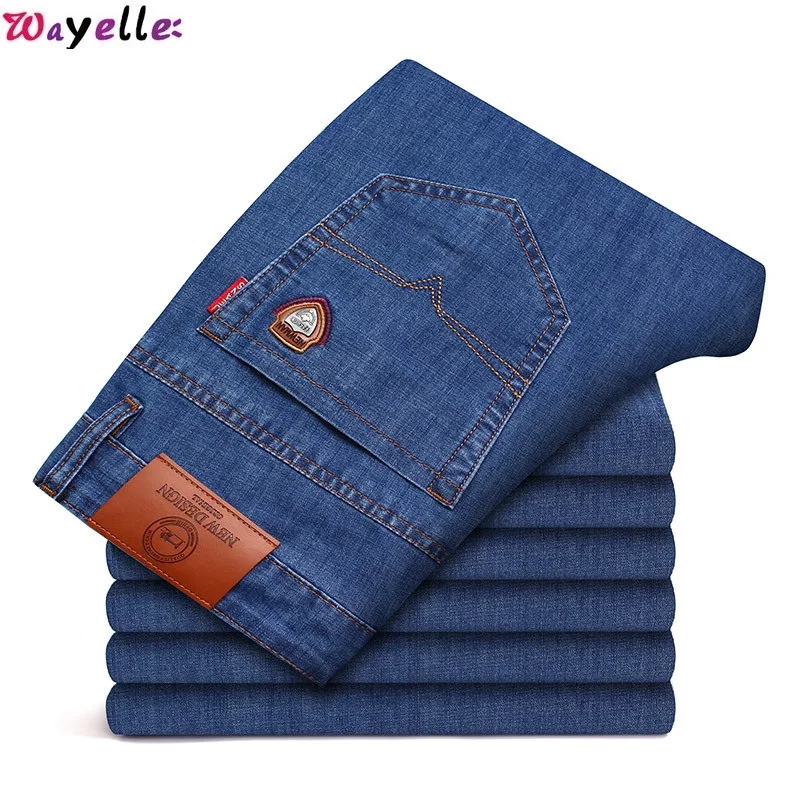 

Autumn New Business Men's Straight Men's Jeans High Waist Loose Stretch Middle-aged Jeans MALE Trousers Fashion Pants