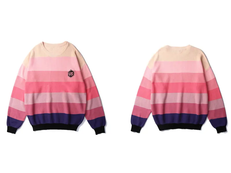 GONTHWID Радуга Цвет блок трикотажный пуловер свитера Топы Harajuku кепки в стиле "хип-хоп" Повседневное вязаный, вязаный, уличная одежда