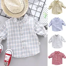 Топы для маленьких мальчиков; рубашки в клетку с длинными рукавами; Детские топы; футболки; повседневные мужские рубашки; блузка